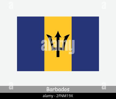 Nationale Flagge von Barbados. Barbados Land Flagge Detailliertes Banner. EPS-Vektorgrafik Datei ausschneiden Stock Vektor