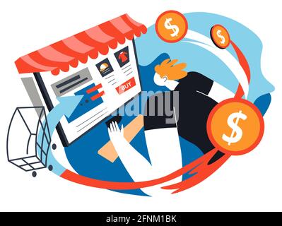 Online einkaufen und kaufen, Ordnung im Internet Stock Vektor