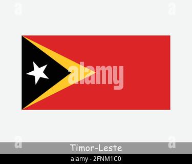 Nationale Flagge von Osttimor. Flagge Des Landes Timor-Leste. Demokratische Republik Timor-Leste detailliertes Banner. EPS-Vektorgrafik Datei ausschneiden Stock Vektor