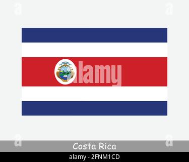 Nationale Flagge von Costa Rica. Costa-Ricanische Landesflagge. Republik Costa Rica detailliertes Banner. EPS-Vektorgrafik Datei ausschneiden Stock Vektor