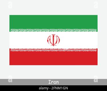 Nationale Flagge des Iran. Iranische Landesflagge. Islamische Republik Iran detailliertes Banner. EPS-Vektorgrafik Datei ausschneiden Stock Vektor
