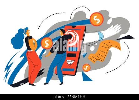 Online-Handel und Einkaufen im Internet-Shop Stock Vektor