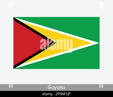 Nationale Flagge von Guyana. Flagge Des Guyanischen Landes. Kooperative Republik Guyana detailliertes Banner. EPS-Vektorgrafik Datei ausschneiden Stock Vektor