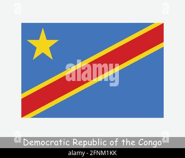 Nationalflagge der Demokratischen Republik Kongo. Kongo Kongo Kongo-Kinshasa Landesflagge detailliertes Banner. EPS-Vektorgrafik Datei ausschneiden Stock Vektor