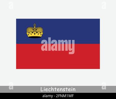 Nationale Flagge von Liechtenstein. Fürstentum Liechtenstein Länderflagge detailliertes Banner. EPS-Vektorgrafik-Datei Stock Vektor