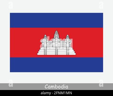 Nationale Flagge Kambodschas. Kambodschanische Landesflagge. Königreich Kambodscha detailliertes Banner. EPS-Vektorgrafik Datei ausschneiden Stock Vektor