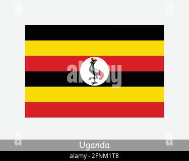 Flagge Ugandas. Ugandische Landesflagge. Ausführliches Banner der Republik Uganda. EPS-Vektorgrafik-Datei Stock Vektor