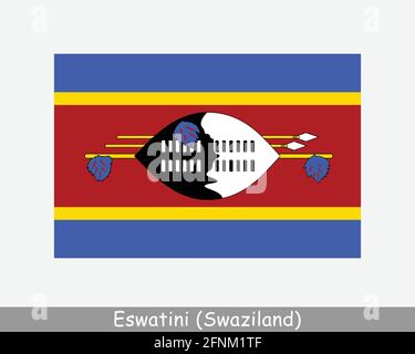 Nationale Flagge von Eswatini. Flagge Des Swasiland-Landes. Königreich von Eswatini detailliertes Banner. EPS-Vektorgrafik Datei ausschneiden Stock Vektor