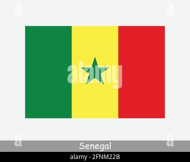 Nationalflagge von Senegal. Senegalesische Landesflagge. Republik Senegal detailliertes Banner. EPS-Vektorgrafik Datei ausschneiden Stock Vektor