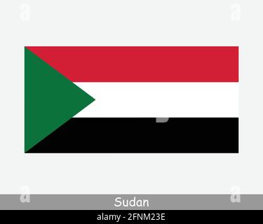 Nationale Flagge des Sudan. Sudanesische Landesflagge. Republik Sudan detailliertes Banner. EPS-Vektorgrafik Datei ausschneiden Stock Vektor