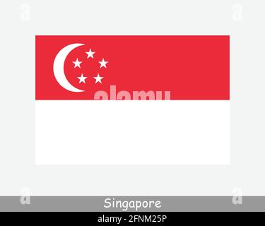 Nationale Flagge von Singapur. Singapurische Landesflagge. Republik Singapur detailliertes Banner. EPS-Vektorgrafik Datei ausschneiden Stock Vektor