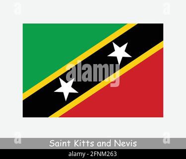 Nationale Flagge von St. Kitts und Nevis. Föderation des Heiligen Christophorus und Nevis Land Flagge detailliertes Banner. EPS-Vektorgrafik Datei ausschneiden Stock Vektor