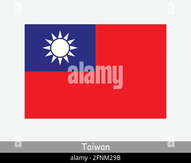 Nationale Flagge von Taiwan. Taiwanesische Landesflagge. Ausführliches Banner des ROC der Republik China. EPS-Vektorgrafik Datei ausschneiden Stock Vektor