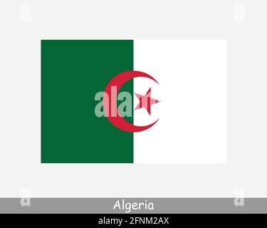 Nationale Flagge Algeriens. Flagge Des Algerischen Landes. Detailliertes Banner der Demokratischen Volksrepublik Algerien. EPS-Vektorgrafik Datei ausschneiden Stock Vektor