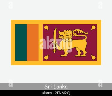 Nationale Flagge von Sri Lanka. Sri-Lankische Landesflagge. Demokratische Sozialistische Republik Sri Lanka detailliertes Banner. EPS-Vektorgrafik Datei ausschneiden Stock Vektor