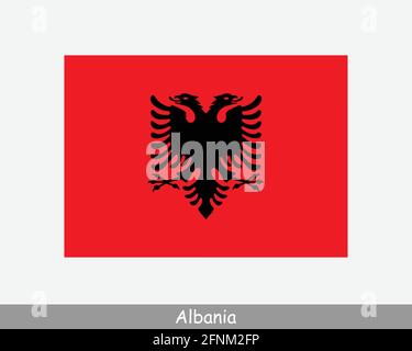 Nationale Flagge Albaniens. Flagge Des Albanischen Landes. Republik Albanien detailliertes Banner. EPS-Vektorgrafik Datei ausschneiden Stock Vektor