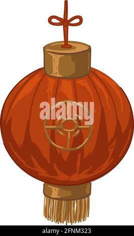 Chinesische Laterne mit Faden und Ornamentvektor Stock Vektor