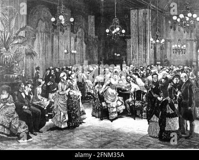 Spiel, Casinos, im Casino von Monte Carlo, Holzstich nach Gemälde von Ludwig Bockelmann, ZUSÄTZLICHE-RIGHTS-CLEARANCE-INFO-NOT-AVAILABLE Stockfoto