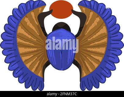 Altes ägypten, Skarabäus mit Sonnenscheinsymbol Stock Vektor