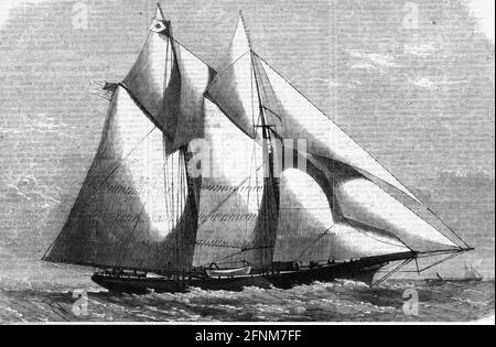 Transport / Transport, Navigation, Segelschiff, Yacht 'Henrietta' von James Gordon Bennett Jr., ZUSÄTZLICHE-RIGHTS-CLEARANCE-INFO-NOT-AVAILABLE Stockfoto