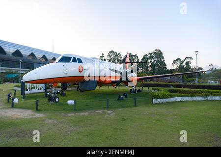 Öffentliche Ausstellung von Jetstream 41-Starrflügelflugzeugen im Kai Tak Cruise Terminal Park, Hongkong Stockfoto