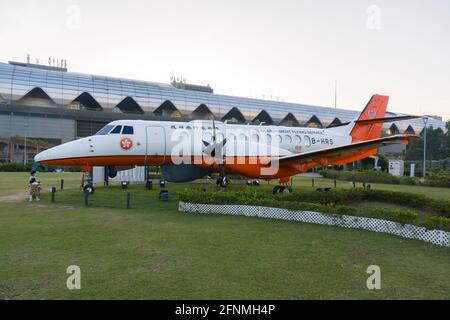 Öffentliche Ausstellung von Jetstream 41-Starrflügelflugzeugen im Kai Tak Cruise Terminal Park, Hongkong Stockfoto