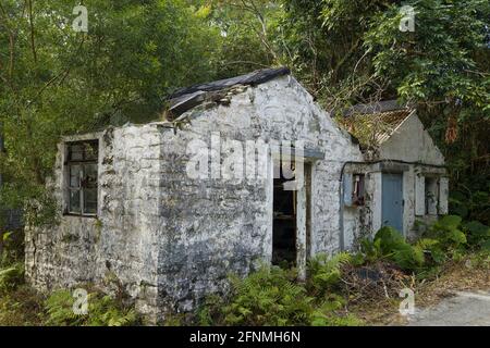 Verlassene einstöckige Steinhaus in Lantau Island, Hong Kong Stockfoto