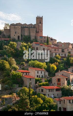 Malerisches Dorf EUS, als eines der schönsten Dörfer Frankreichs aufgeführt, Pyrenees-Orientales (66), Okzitanien Region, Frankreich Stockfoto