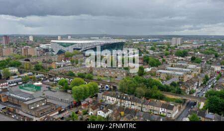 Luftaufnahme des Tottenham Hotspur Stadions das Heimstadion des Fußballclubs Tottenham Hotspur im Norden Londons N17 OBX Großbritannien, Großbritannien Stockfoto