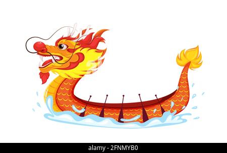 Drachenboot-Festival. Farbenfrohe Vektorgrafik auf weißem Hintergrund Stock Vektor