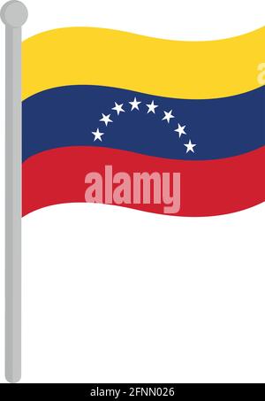 Vektordarstellung der Flagge Venezuelas auf einem Mast Stock Vektor