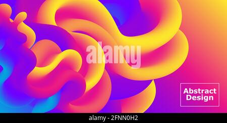 Flüssigkeitsstrom. Regenbogenhintergrund. Sommerposter. Farbiger Verlauf. Stock Vektor