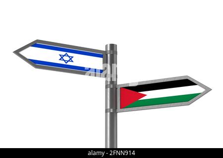 Beziehungen zwischen Israel und Palästina. 3D-Illustration Stockfoto