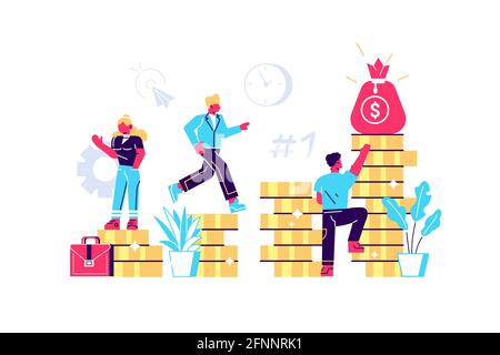 Geschäftsleute verdienen Geld und erhöhen das Einkommen Stock Vektor