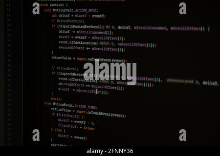 Programmieren des Java Android-Quellcodes auf dem Bildschirm Stockfoto