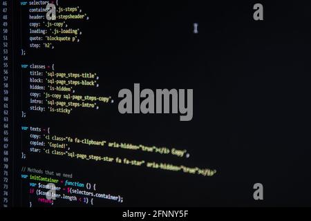 Programmieren des sql php-Quellcodes auf dem Bildschirm Stockfoto
