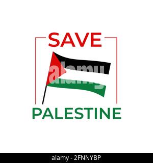 Rette Palästina, rette Gaza, rette muslime, rette die Menschheit, rette Palästina Menschen protestieren Poster. Moderner Schriftzug im Hintergrund. „Save Palestine“-Konzept Stock Vektor