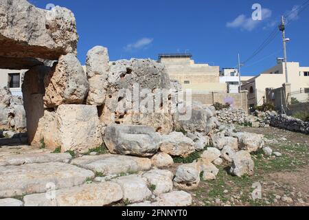 Ta Hagrat Prähistorischer Tempel, Malta. Stockfoto