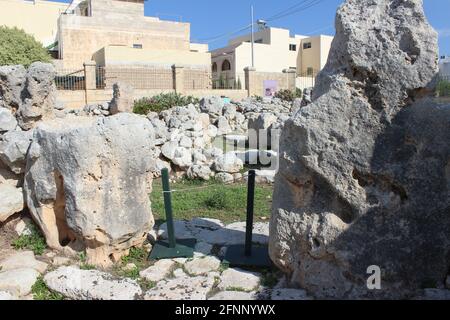 Ta Hagrat Prähistorischer Tempel, Malta. Stockfoto