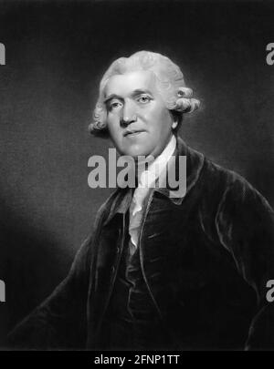 Josiah Wedgwood. Porträt des englischen Töpfers Josiah Wedgwood (1730-1795) von Samuel William Reynolds nach Sir Joshua Reynolds, Mezzotint, 1841 Stockfoto