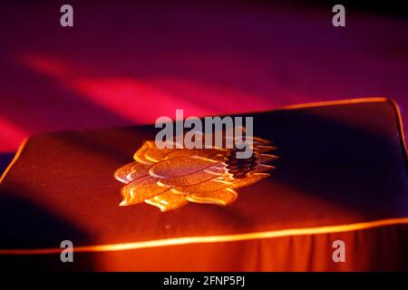 Hong Hien TU buddhistischer Tempel. Zafu-Kissen. Frejus. Frankreich. Stockfoto