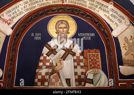 Fresko in der Kirche St. Sava, Beograd, Serbien. Saint Sava Stockfoto