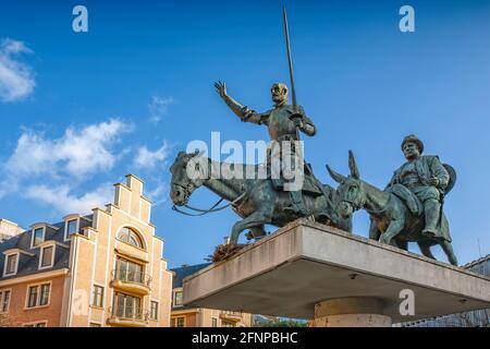 Denkmal von Don Quixote und Sancho Panza in der Innenstadt von Brüssel Belgien Stockfoto