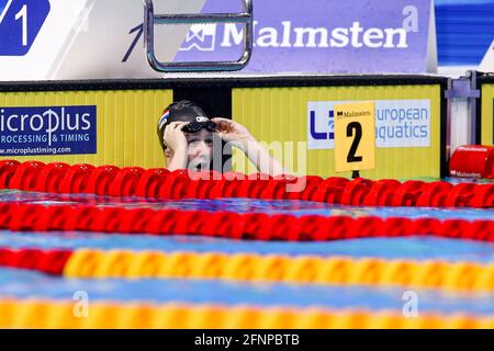 BUDAPEST, UNGARN - 18. MAI: Tes Schouten aus den Niederlanden beim Frauen-Halbfinale mit 100 m Brusthub während der len-Europameisterschaft im Schwimmsport in der Duna Arena am 18. Mai 2021 in Budapest, Ungarn (Foto: Marcel ter Bals/Orange Picles) Stockfoto