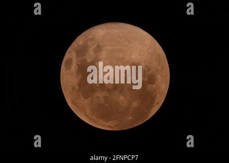 Foto des rosa Super Moon aus den Blue Mountains In New South Wales in Australien Stockfoto