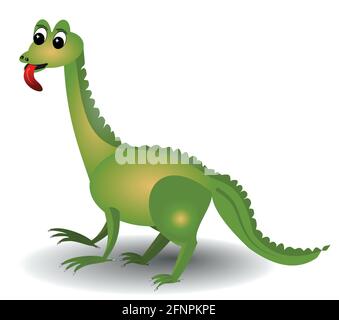 Fröhliche grüne Eidechse mit langer roter Zunge isoliert auf weiß Bereich Stock Vektor