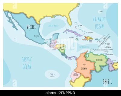 Mittelamerika-Karte - handgezeichnete Karikatur-Stil Stock Vektor