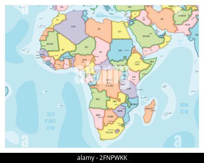 Afrika-Karte - handgezeichnete Cartoon-Stil Stock Vektor