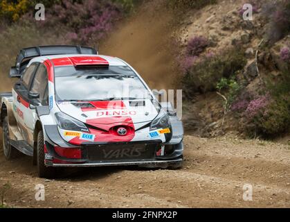 Dornelas, Portugal - 01. Mai 2021: Takamoto KATSUTA (JPN), Keaton WILLIAMS (GBR), TOYOTA GAZOO RACING WRT, TOYOTA Yaris WRC, Action während eines Testtages Stockfoto