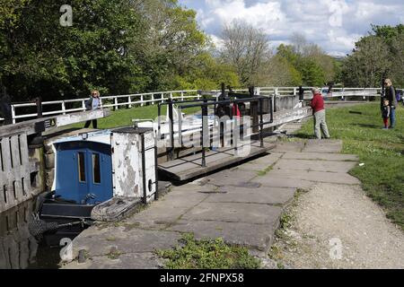 Hirst Lock in Saltaire am Leeds & Liverpool Canal Stockfoto